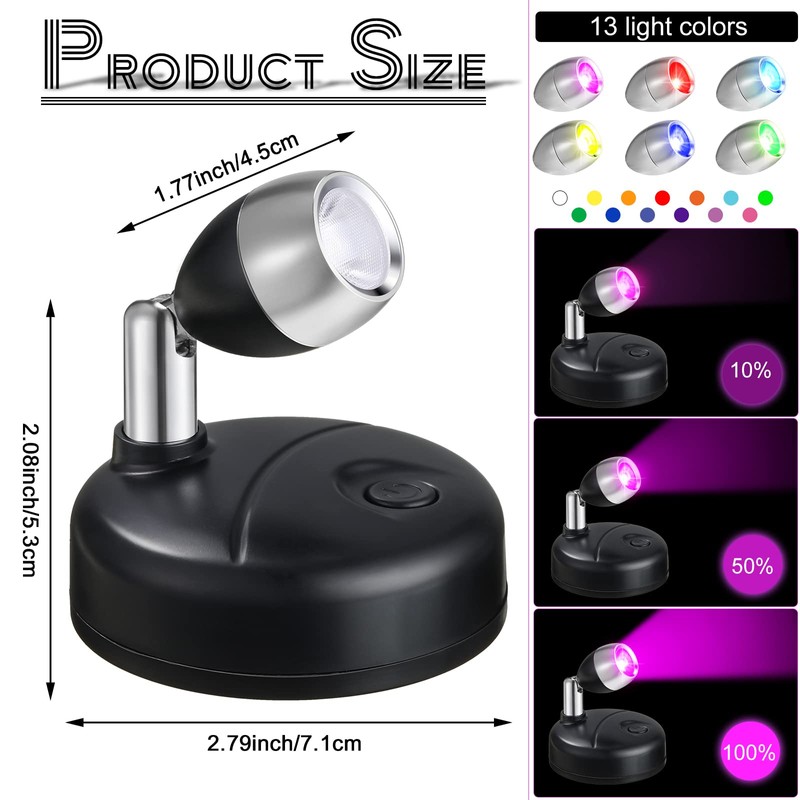 Hortsun 6 Pieces Battery Operated Spotlights Indoor LED Wireless Spotlight