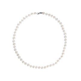 Anthony Vincent Collar Perla Cultivada Natural Blanco Tamaño 6 mm y 40 cm Largo con Broche de Plata de Ley. 925 baño con Rodio.