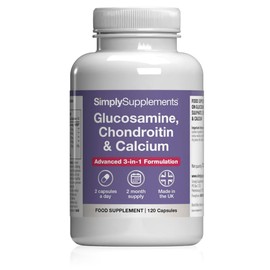 Glucosamine, Chondroitin & Calcium Supplement | Supports Bone & Muscle | 2KCl Glucosamine Sulphate & 90% Pure Chondroitin Sulphate | 120 Capsules = 2-Month Supply | Made in The UK to GMP Standards