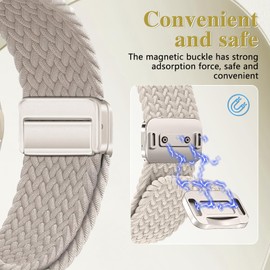 Magnetic Braided Watch Bands Compatible with Garmin Venu 3S/Venu 2S/Vivoactive 4S/Vivomove 3S/Forerunner 265S/Forerunner 255S,18mm Wristband,Replacement Nylon Sport Strap for Women Men Starlight