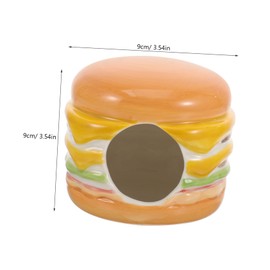 Hohopeti Hamster Hideout Ceramic House Burger Shaped Pet Nest for Small Animals Safe and Wear Resistant Design for Sleeping and Playing Present for