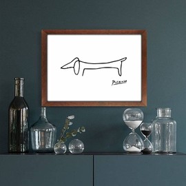 Picasso Cute Dog Picture (A4 Size (with wood grain frame))