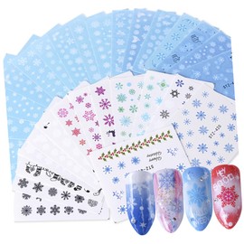FOMIYES DIY Snowflake Nail Stickers 60 Sheets French Tip Press Nails Safe and Odorless for Women