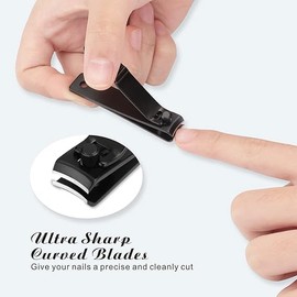 Nail Clippers Set for Thick Nails - Fingernail Clippers with File, Ultra Sharp Cutter for Ingrown Toenail Clippers (Black)