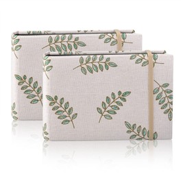 2 Pack Small Photo Album Slip-in Album for 200 10 x 15 Photos Small Pocket Photo Album Mini Photo Book Black Pages Photo Album for Inserting with Linen Cover for Wedding Baby Holiday Birthday (Leaf)