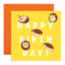 Central 23 Yellow Birthday Card Girl - Birthday Letters Hedgehog - Cute Animal Birthday Cards for Kids - Birthday Cards For Men and Women - Comes with Fun Stickers - Made in the UK Recyclable