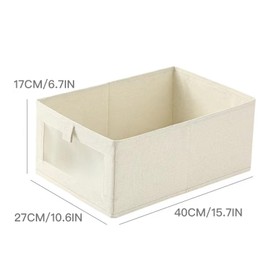 Vbvbip Cotton Linen Drawer Organizer Bins Set of 2 - No Lid Clothes Storage Drawers, Fabric Foldable Stackable Organizers for Closet Bedroom Dorm Underbed Storage