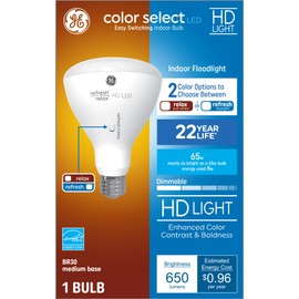 GE Color Select LED Light Bulb, 65 Watt, Daylight or Soft White, BR30 Indoor Floodlight (1 Pack)