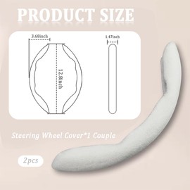 Furry Car Steering Wheel Cover,Segmented Car Wheel Cover with Warm & Comfortable Feel Steering Wheel Wrap Car Decor,Anti-Slip Car Accessories Interior Steering Wheel Cover Set (White)