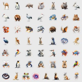 50 Pcs Australian Animals Stickers for Teens Girls Kid Birthday Party Incentive Gift,Cartoon Cute Stickers for Phone,Skateboard,Guitar,Water Bottles,Bicycle,DIY Graffiti Decoration Waterproof Vinyl