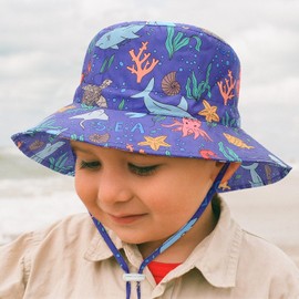 Baby Hats Toddler UPF 50+ Hat for Girl Boy Beach Cap Newborn Hats Infant Summer Caps Neck Flap Hidden Blue Seabed L