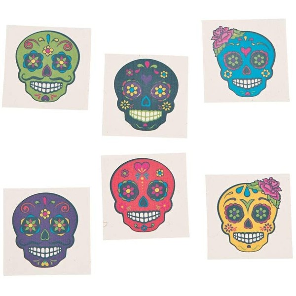 SUGAR SKULL TEMPORARY TATTOOS - Apparel Accessories - 72 Pieces