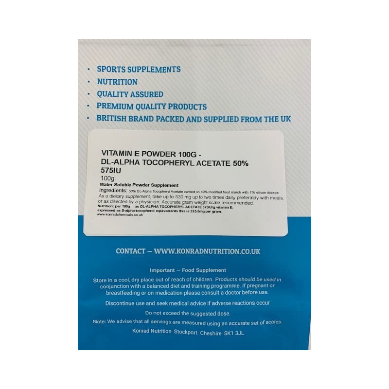Vitamin E Powder 100G - D-Alpha TOCOPHERYL Acetate 50% 575IU