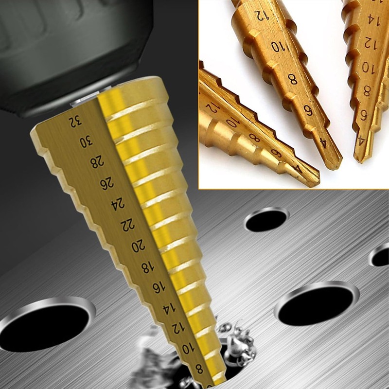 3 Pcs Large Step Cone Drill Bits – Speed Steel