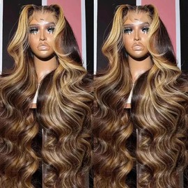 AMIRTY 250 Density 360 Lace Front Wigs Human Hair Pre Plucked Honey Blonde Body Wave Lace Front Wigs with Baby Hair Full 360 Glueless HD Transparent Lace Front Human Hair Wigs for women