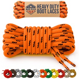 Mercury + Maia Honey Badger Boot Laces, USA Made Indestructible Shoelaces, Round Heavy Duty Bootlaces for Work & Hiking, Orange, 84 in (1p)