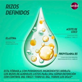 Sedal Crema para Peinar Rizos Definidos ideal para mantener el cabello rizado sin frizz, rizos hidratados y definidos todo el día 135 ml