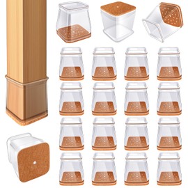 24 Pcs Chair Leg Floor Protectors for Hardwood Floors Square Silicone Covers to Protect Wood Tile Floors Felt Pads Furniture Leg Caps Non-Slip Reduce Noise (Fit:3/4" to 1")