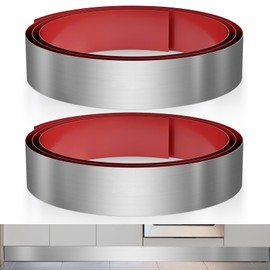 Sanbege 2 Pcs Stainless Steel Toe Kick Cover, 4" x 102" Baseboard Plate, Self Adhesive Kickplate for Bottom of Door, Kitchen Island, Cabinet, Cupboard (Brushed Nickel)