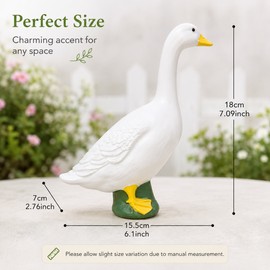 7-Inch White Goose Garden Statue – Outdoor Resin Goose Figurine for Yard, Lawn, Patio & Home Decor