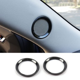 KELEIMAI Mazda CX-5 2nd Generation KF Series 2017~ Compatible A Pillar Audio Cover Tweeter Cover Garnish Silver Mazda CX5 Specific Design Interior Parts 2 Pieces Stainless Steel [Black]