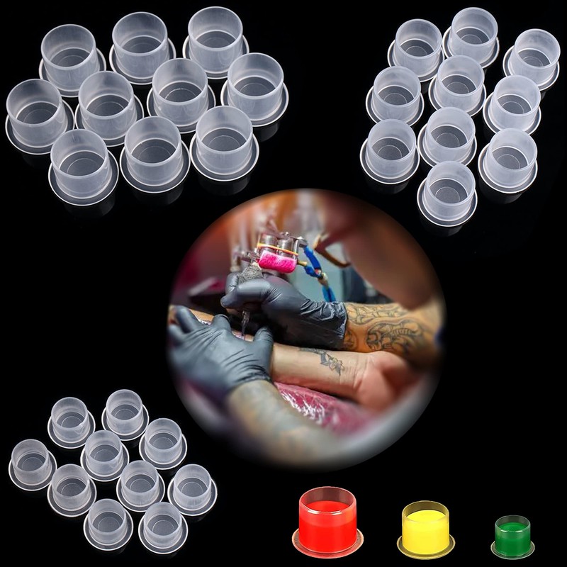 Yuronam 300PCS Medium Tatoo Ink Caps with Base Plastic Pigment