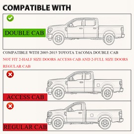 CNNELL Car Floor Mats Cargo Liners Compatible with Toyota Tacoma Double Cab 2005-2015 All Weather Non-Slip TPE