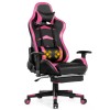 Gaming Chair Blue PU Leather 4D Armrest Manual Recliner Swivel