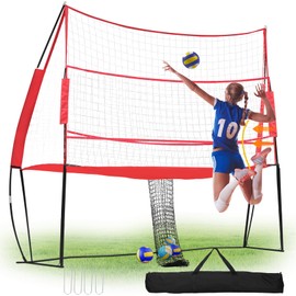 12*11FT Adjustable Large Practice Volleyball Net, Suitable for Indoor and Outdoor Volleyball Spike Training Equipment, Suitable for Group or Individual Training, 5 Adjustable Heights, Easy to Install