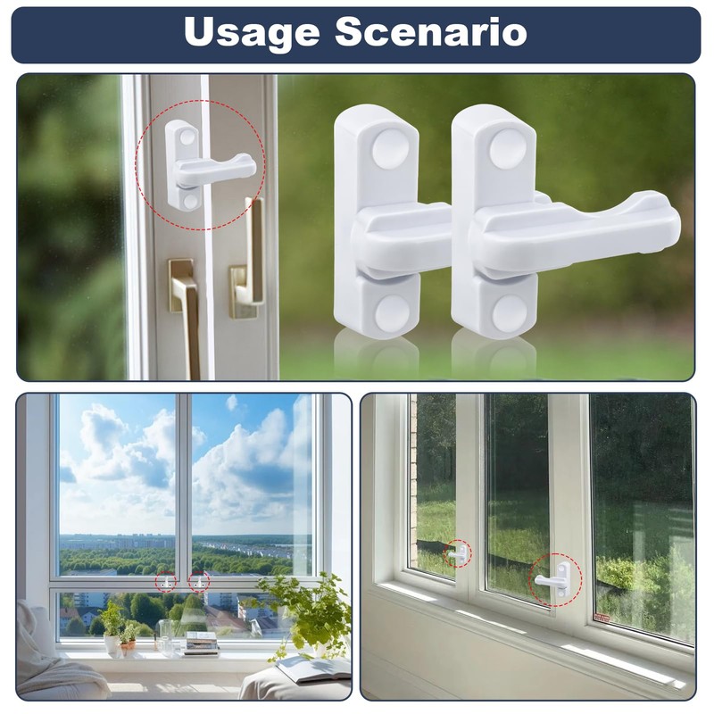 4 Pack Sash Jammers Blocker Window Locks, Strong Window Handles