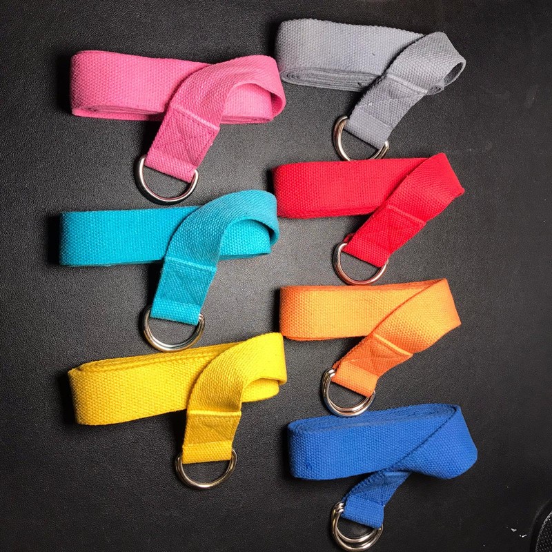 D-Ring Buckle Cotton Belt for Yoga Stretching Exercise Durable Flexible