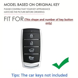 SANRILY - Funda de llavero con 4 botones para Genesis G70, G80, G90 2017-2020 sin llave, con llavero de piel, color negro