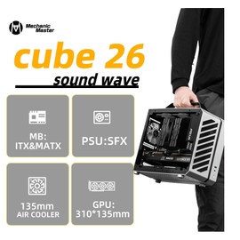 Mechanic Master C26 Desktop Portable Mini MATX Case with Handle | 13.2L | SFX PSU Compatible | MATX Motherboard | 310mm GPU | 135mm Air Cooling (Elegant Black)