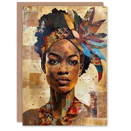 Artery8 Greeting Card African Woman in Traditional Headdress Portrait For Her Woman Birthday Card