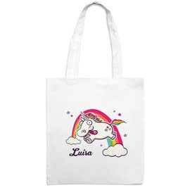 Jute Bags with Name Luisa Case Crazy Unicorn White Cloth Bag, Hipster Bag – Bag