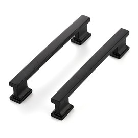 Ravinte Hardware 5 Pack Matte Black Cabinet Pulls - 6 Inch Black Kitchen Handles for Cabinets & Cupboards, 5 Inch (128mm) Hole Centers, Solid Heavy Duty Cabinet Hardware
