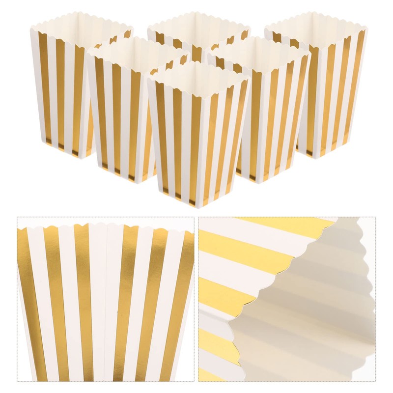 NUOBESTY 24pcs Paper Popcorn Boxes, Cardboard Candy Container Mini Popcorn