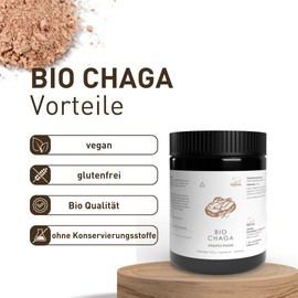 Pilze Wohlrab - Organic Chaga Mushroom Powder, 100 g Pure Mushroom Powder Microfine - Ideal for Chaga Tea - Vital Mushrooms, 1 Tin - Mushroom Powder in Highest Organic Quality