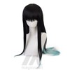 Black Blue Long Wig with Tiger Clip Straight Hair for