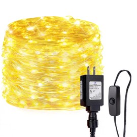 Edew Plug in Fairy Lights 66 ft 200 LED String Lights Warm White Copper Wire Waterproof Indoor Outdoor Starry String Lights for Bedroom Patio Garden Balcony Wedding Christmas Festival Decoration