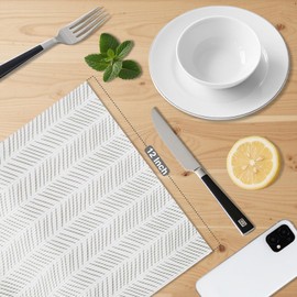 Glotoch Shelf Liners for Kitchen Cabinets, 12in x 20FT Non-Adhesive Liners for Shelves,Non Slip Waterproof Contact Paper for Drawers Pantry EVA Wire Shelf, White and Beige Herringbone