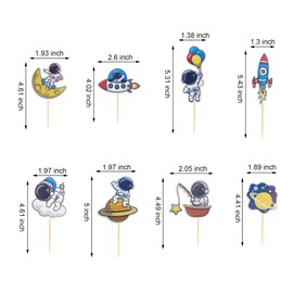 Arthsdite Cupcake-Aufsätze mit Weltraum-Astronauten-Motiv, Rakete, Planet, Ausflug zum Mond, Cupcake-Picks, Dekorationen für Babyparty, Jungen, Mädchen, Geburtstag, Weltraum, Motto-Party,