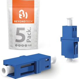 BEYONDTECH Fiber Optic LC to LC Adapter Single Mode UPC Simplex - 5 Pack Fiber Optic Extender/Fiber Couplers Series