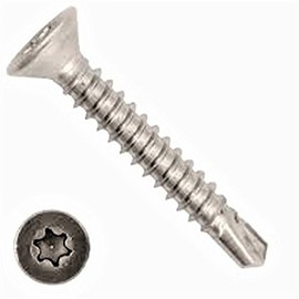 Drilling Screws 4.2 x 25 mm Stainless Steel A2 with Countersunk Head Self-Tapping DIN 7504 O TX 20 Pack of 100