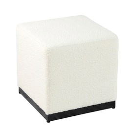 HomePop Cube Ottoman Home Décor |Square Ottoman - Cream Boucle
