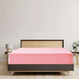 EV DEKOR Extra Deep Fitted Sheet Single, Blush - Deep Pocket Bedsheet 16inch (40 cm) Soft Brushed Microfiber Fabric - Shrinkage and Fade Resistant - Bottom Sheet - Double Bed Fitted Sheets