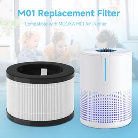 M01 Replacement Filter Compatible with MOOKA M01 Air Purifier, 3-Stage Filtration System, H13 True HEPA Filter, 2 Pack