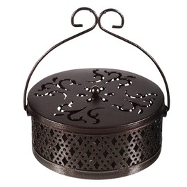 Bronze Mosquito Spiral Holder, Metallic Mosquito Coil Holder, Mosquito Coil Holder, Smoking Spirals Holder, Mosquito Spiral Container with Handle Lid for Indoor Outdoor Camping