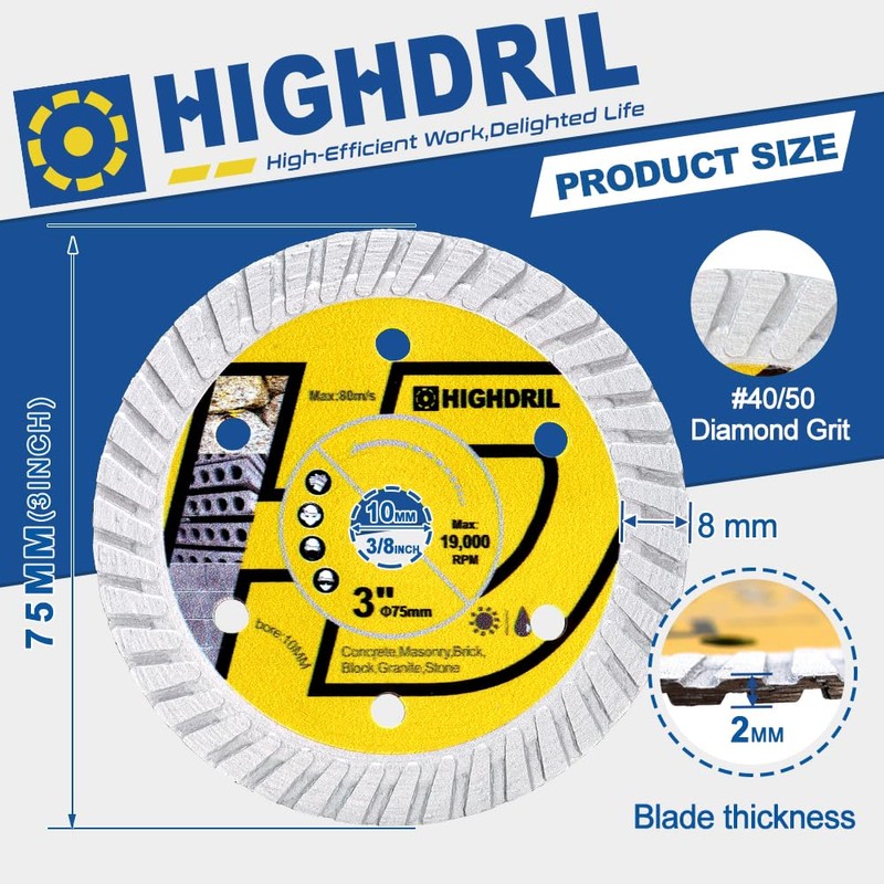 HIGHDRIL Diamond Cutting Disc for Concrete 75 mm - 3
