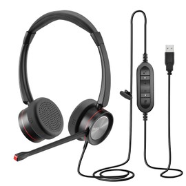 MAIRDI PC Headset with Microphone Noise Canceling, USB Headset with Mic for Laptop Computer Teams Zoom Office Work Call Center Business Softphone, Dictation Headset for Dragon Naturelly Speaking